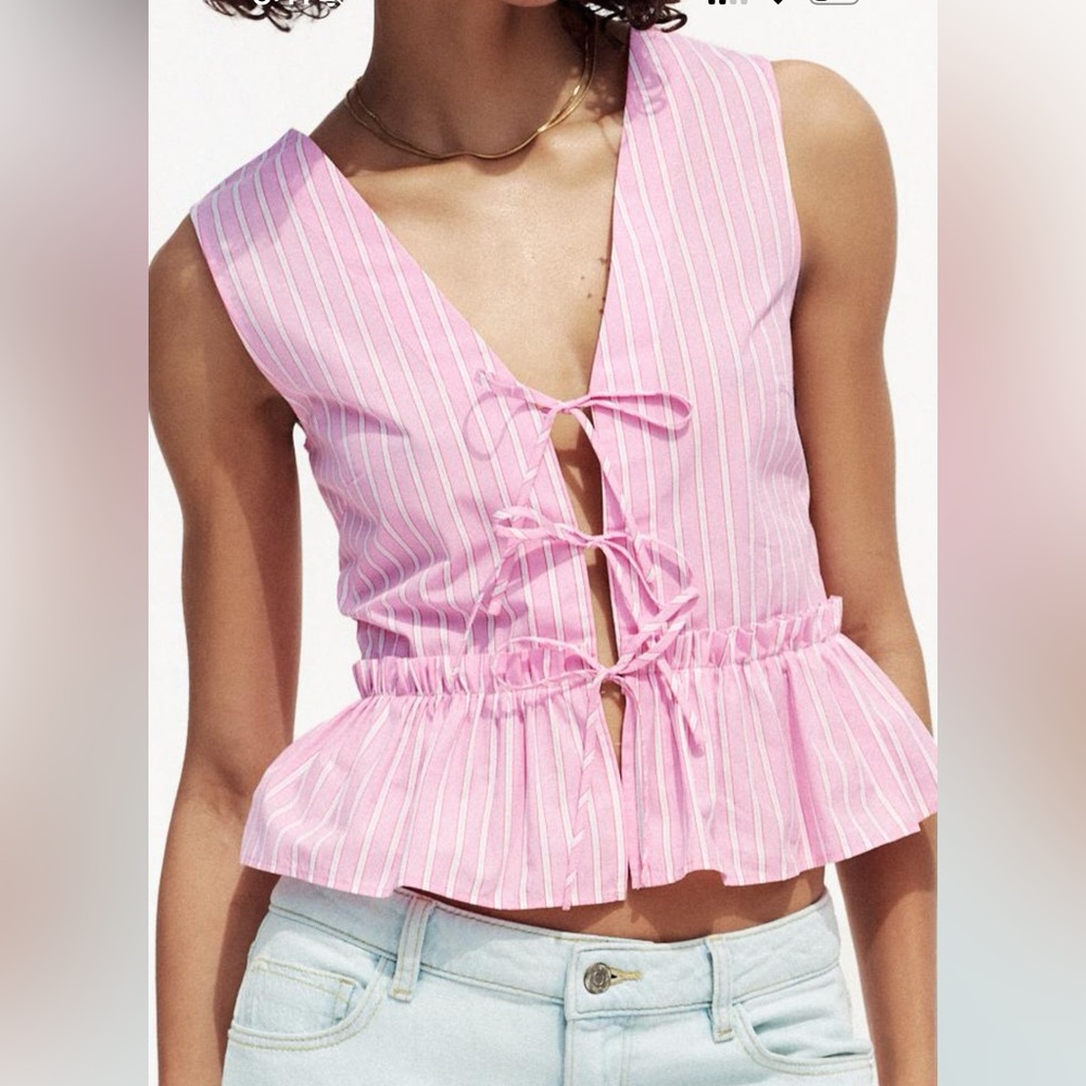 Zara Pink and White Striped Camisole